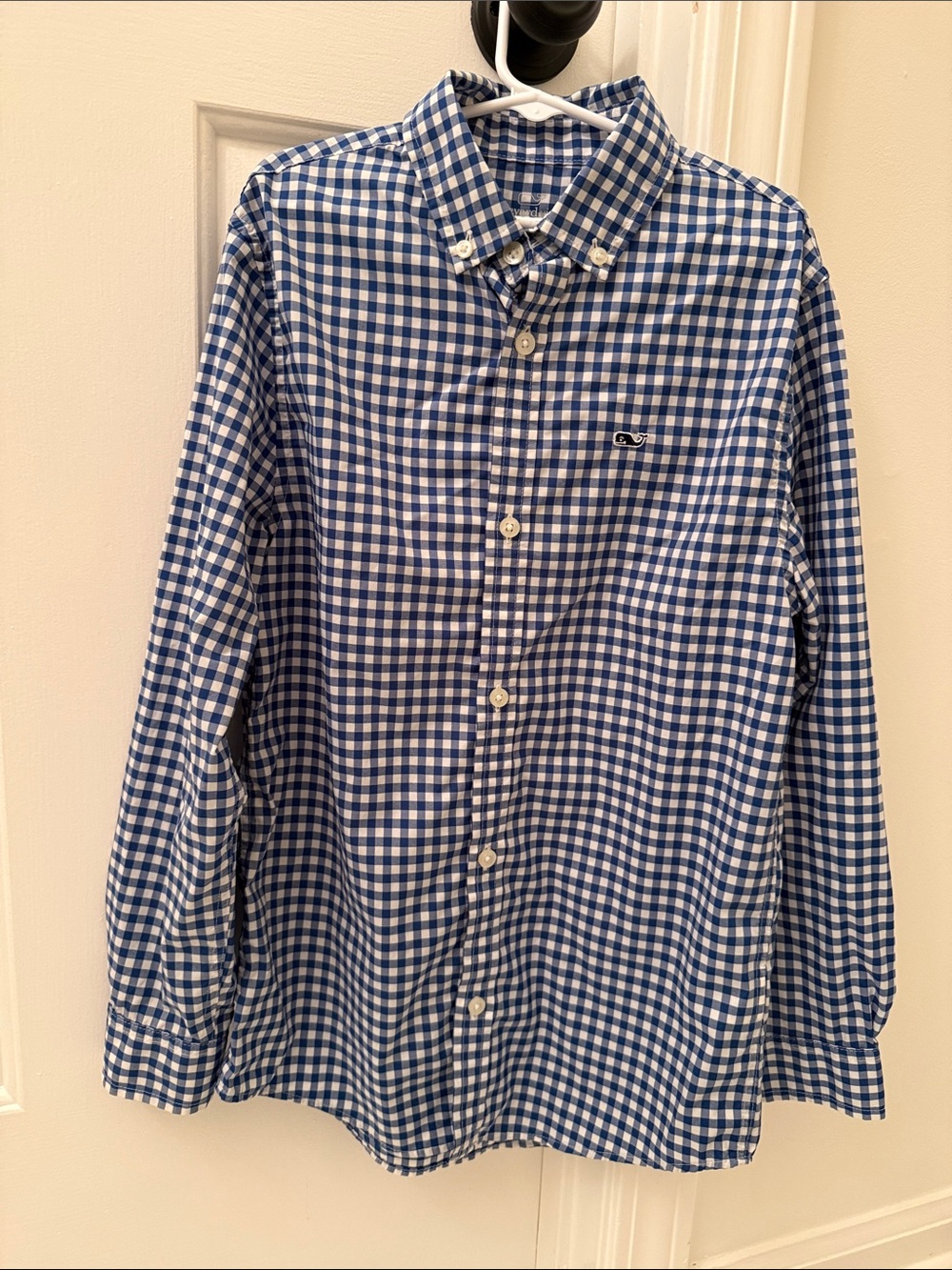 VINEYARD VINES Blue Gingham Performance Button-Down Boy’s Skysail Shirt S EUC